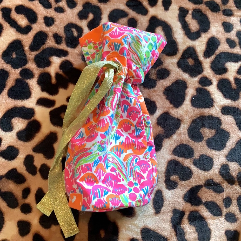 Lilly Pulitzer Multicolor Pink Orange Floral Drawstring Pouch